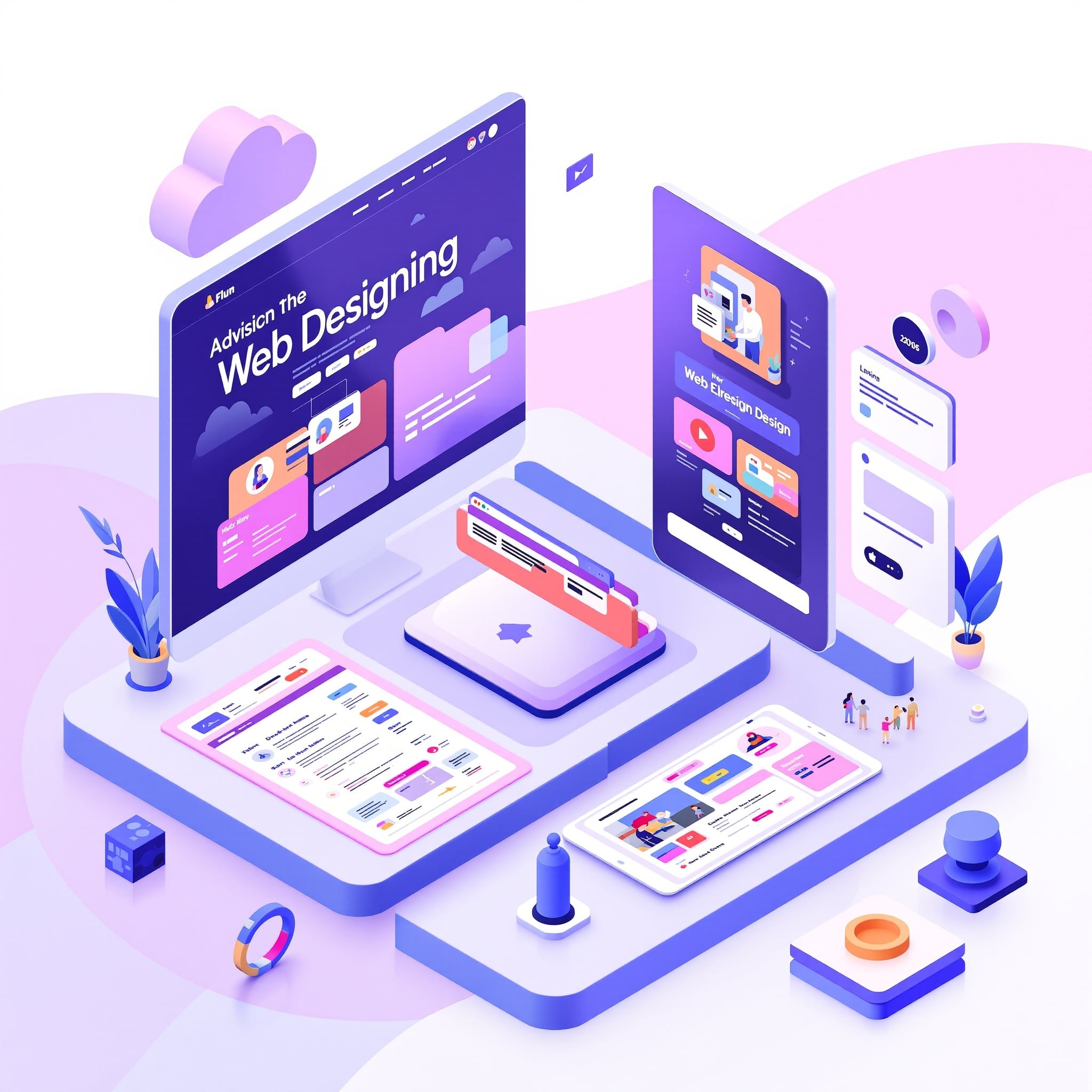 Ilustración isométrica de diseño web moderno